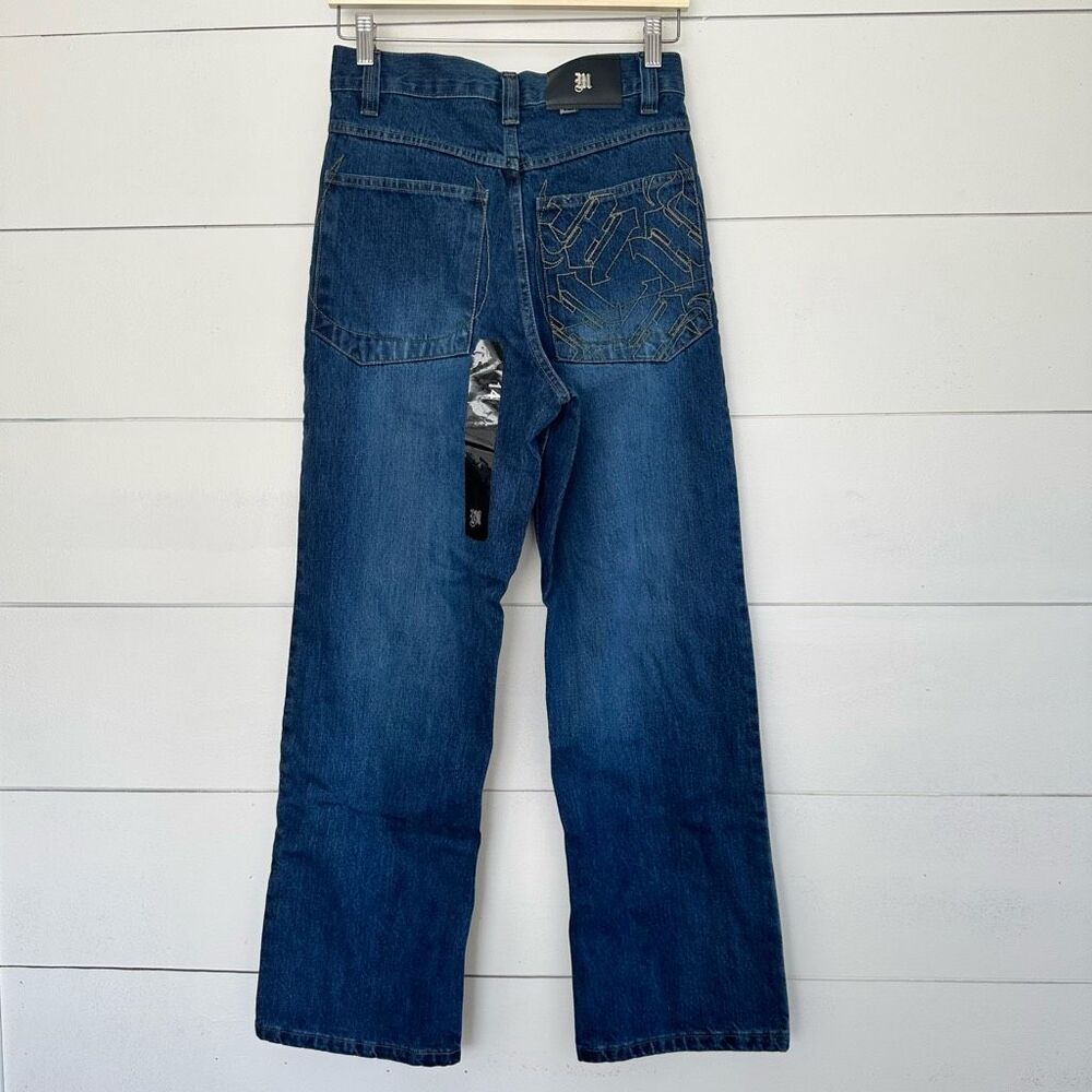 Makaveli Boys Blue Denim Patterned 14 Tupac 90s Y2K Jeans NWT 2Pac - Picture 4 of 8